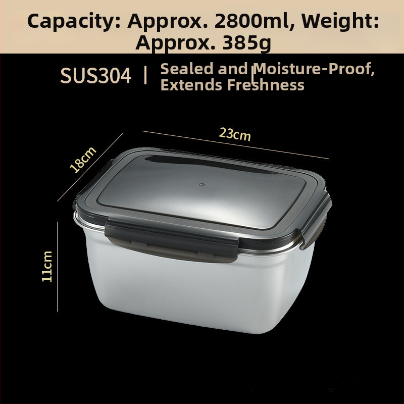 Box na obed z nehrdzavejúcej ocele 304 s rúčkou – štvorecový tvar, objem 800–1000 ml, vzduchotesné skladovanie potravín