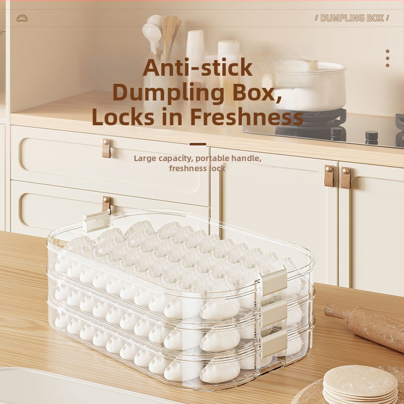 Koldūnų laikymo dėžutė, daugiasluoksnis šviežumo išsaugojimo dizainas, maisto kokybės plastikas, uždara, šaldymui skirta