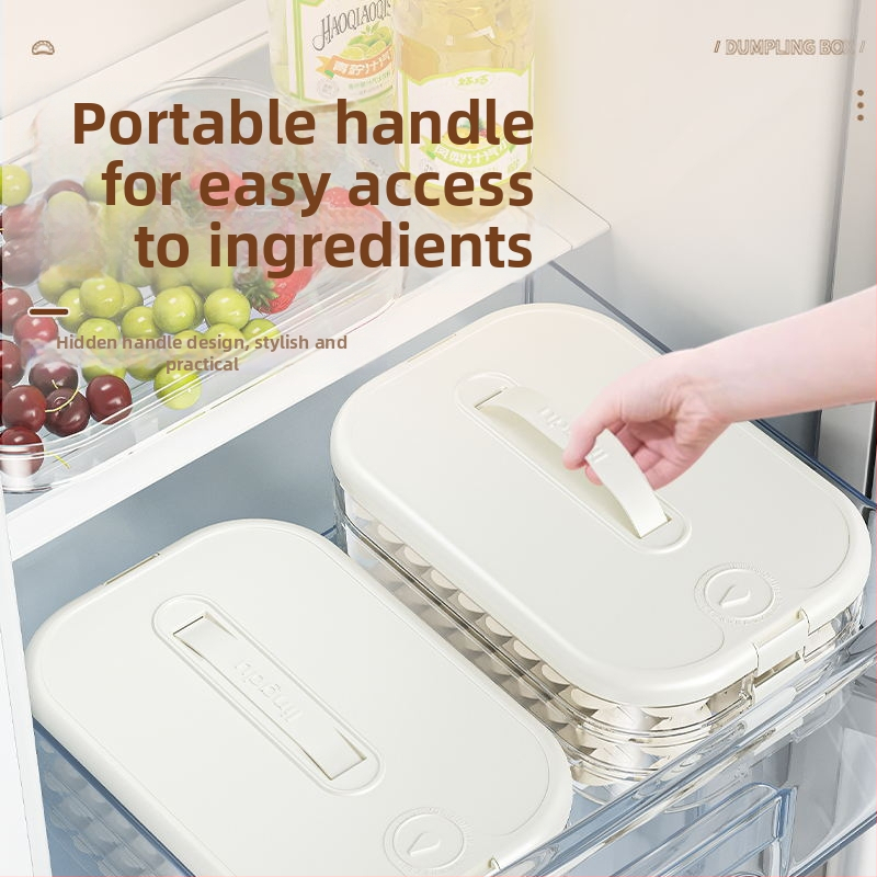 Knedļu glabāšanas kastīte, daudzslāņu svaiguma saglabāšanas dizains, pārtikas kvalitātes plastmasa, noslēgta, saldētavai piemērota