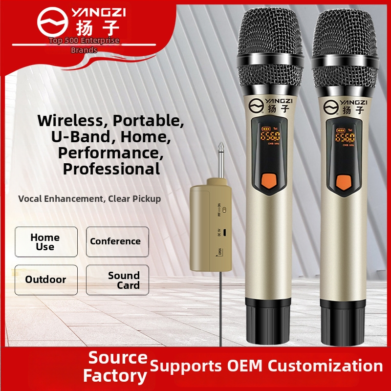 GW26 Bezvadu mikrofons, dubultkanālu, piemērots skatuvei, mājai, KTV sanāksmēm, ar pārvietojamu spoli, frekvenču diapazons 40 Hz–20 kHz, SNR ≥75 dB