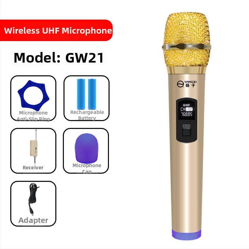 GW26 Bezvadu mikrofons, dubultkanālu, piemērots skatuvei, mājai, KTV sanāksmēm, ar pārvietojamu spoli, frekvenču diapazons 40 Hz–20 kHz, SNR ≥75 dB