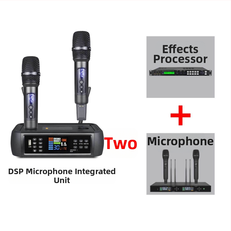 Bezmugurka mikrofons D80+m11 ar DSP pret atgriezenisko saiti un reverberāciju, Bluetooth 5.0, 100 Hz–20 kHz, SNR ≥95 dB, KTV/mājas izklaidei