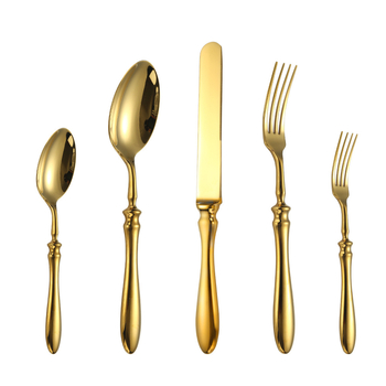 Форжирана 304 неръждаема стомана — набор западни прибори с дръжка с форма на тиква: нож, вилица и лъжица, огледално полирани, ръчна изработка