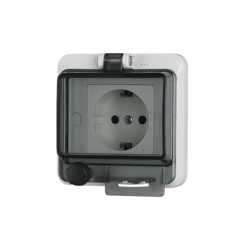 86-tipīga slēpta ūdensdroša integrētā strāvas kontaktligzda sienas montāžai, paredzēta vannas istabai un ārējai lietošanai