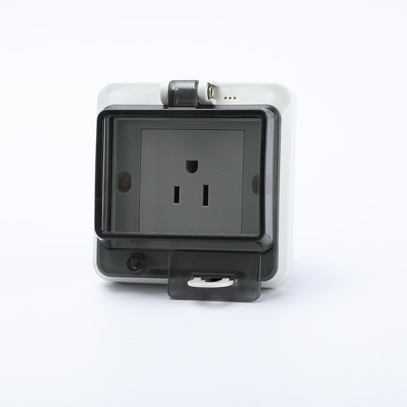 86-tipīga slēpta ūdensdroša integrētā strāvas kontaktligzda sienas montāžai, paredzēta vannas istabai un ārējai lietošanai