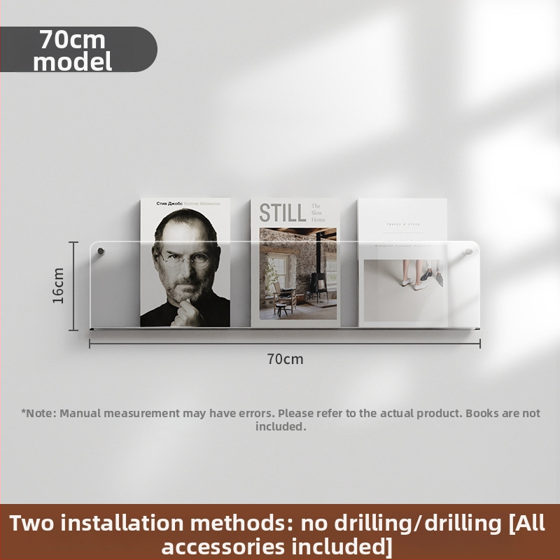 Sieninis nematomas knygų laikiklis, akrilas, U formos, be gręžimo, šiuolaikinis minimalistinis stilius