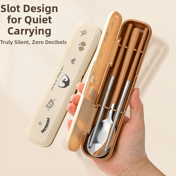 316 nerūdijančio plieno vaikų stalo įrankių rinkinys – vienam asmeniui, 3 dalys (valgomosios lazdelės, šaukštas, šakutė) su nešiojama laikymo dėžute, veidrodinis paviršius, nordinis stilius, 2024 m. pristatymas, pritaikymas galimas