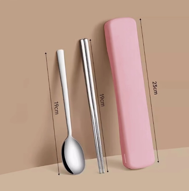 316 nehrđajući čelik – dječji set posuđa, 3 dijela (štapići za jelo, žlica, vilica) s prijenosnom kutijom, ogledni završetak, nordijski stil, lansiranje 2024, mogućnost prilagodbe