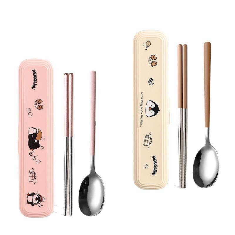 316 nehrđajući čelik – dječji set posuđa, 3 dijela (štapići za jelo, žlica, vilica) s prijenosnom kutijom, ogledni završetak, nordijski stil, lansiranje 2024, mogućnost prilagodbe