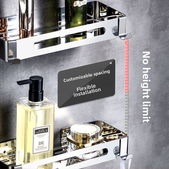 Be gręžimo 304 nerūdijančio plieno vonios kambario trikampė lentyna kampinė, veidrodinis poliravimas, apkrova 20 kg, 1–3 sluoksniai