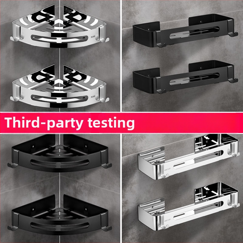 Be gręžimo 304 nerūdijančio plieno vonios kambario trikampė lentyna kampinė, veidrodinis poliravimas, apkrova 20 kg, 1–3 sluoksniai