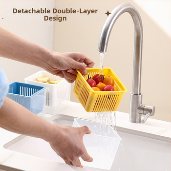 Imbierų, česnako ir žaliojo svogūno laikymo dėžė – kvapų neutralizavimas, drenažas, skaidri, PP medžiaga