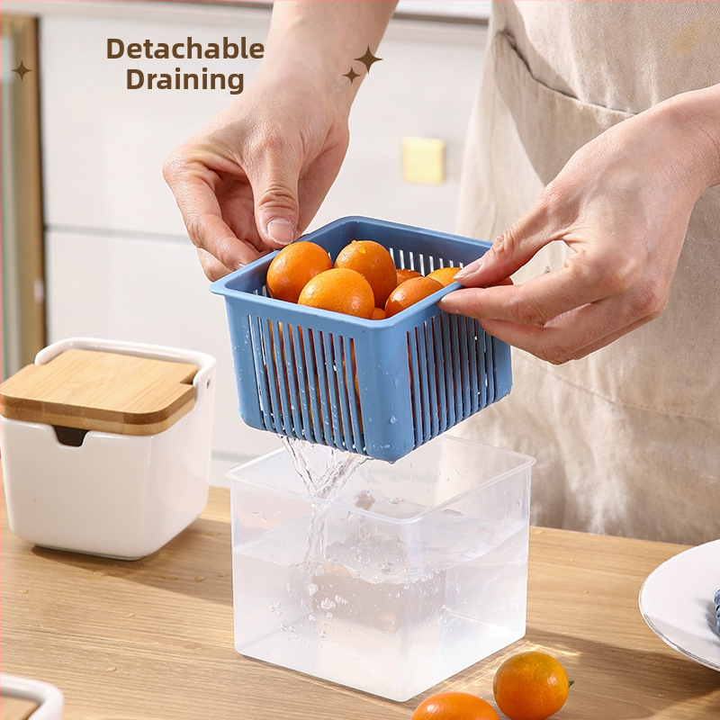 Ingveri, küüslaugu ja rohelise sibula hoiukarp – lõhnatu, drenaaž, läbipaistev, PP materjal