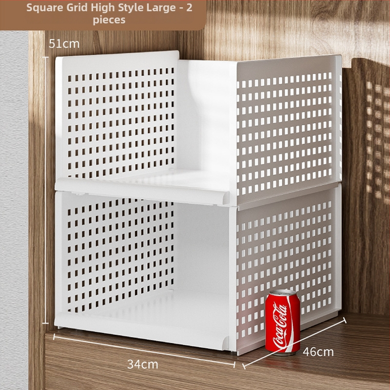 Plastikust riidekapi korraldaja kihiliste eraldajatega, virnastatavate korvidega sahtlitega suur kapp, jaapani stiil