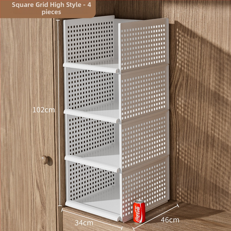 Plastikust riidekapi korraldaja kihiliste eraldajatega, virnastatavate korvidega sahtlitega suur kapp, jaapani stiil