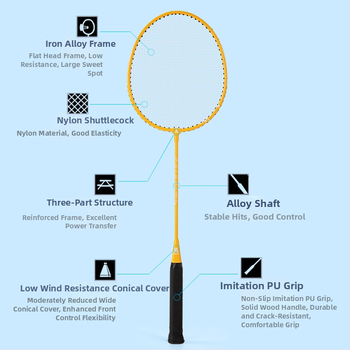 Deliangernet badminton raketė, 2 vnt., 95–100 g, tiesus smūgis, amatoriams ir jaunimui