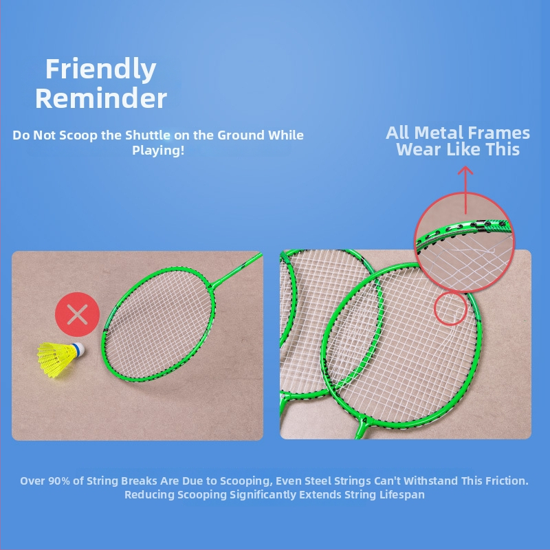 Deliangernet badmintonireket, 2 tk, 95–100 g, sirge löök, algajatele ja noortele