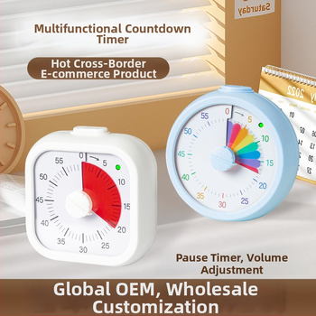 Cronometru vizual pentru copii cu numărătoare inversă și alarmă — carcasă pătrată din ABS, mișcare cuarț, afișaj analogic + digital, cronograf