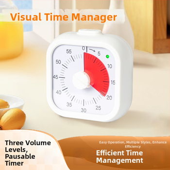 Cronometru vizual pentru copii cu numărătoare inversă și alarmă — carcasă pătrată din ABS, mișcare cuarț, afișaj analogic + digital, cronograf