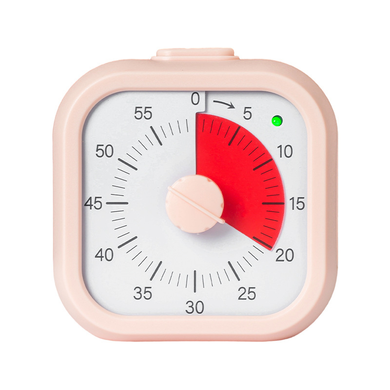 Cronometru vizual pentru copii cu numărătoare inversă și alarmă — carcasă pătrată din ABS, mișcare cuarț, afișaj analogic + digital, cronograf