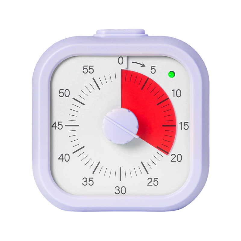 Cronometru vizual pentru copii cu numărătoare inversă și alarmă — carcasă pătrată din ABS, mișcare cuarț, afișaj analogic + digital, cronograf