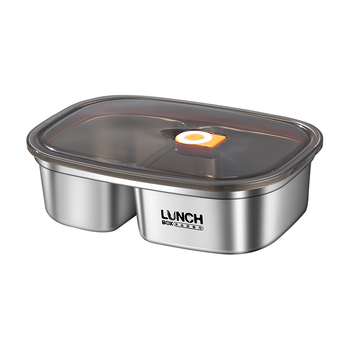 Кутия за обяд от 304 неръждаема стомана, подходяща за микровълнова печка, квадратна форма, капак с уплътнение против изтичане, капацитет 301-500 ml