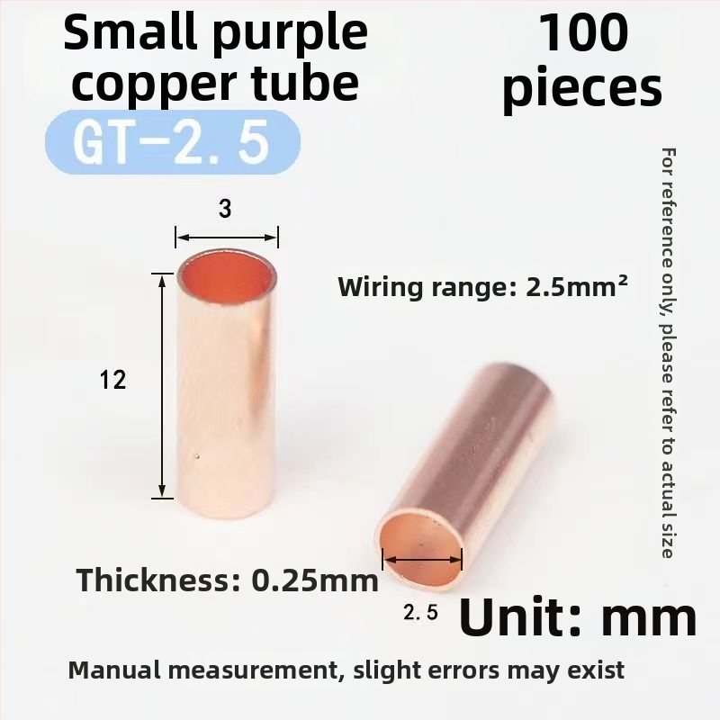 GT plānās sienas vara caurules sērija – mazas vara caurules vadam: gala savienojums, starpposms savienojums, taisa vads, krimp caurule, aukstā presēšana terminālis