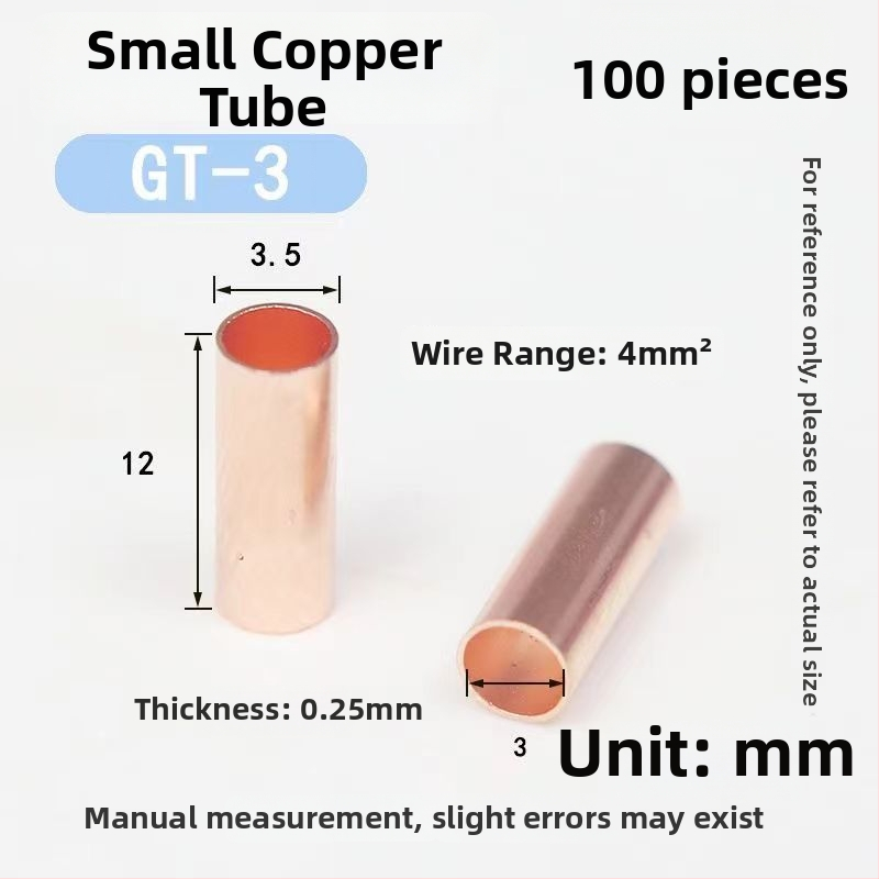 GT plānās sienas vara caurules sērija – mazas vara caurules vadam: gala savienojums, starpposms savienojums, taisa vads, krimp caurule, aukstā presēšana terminālis