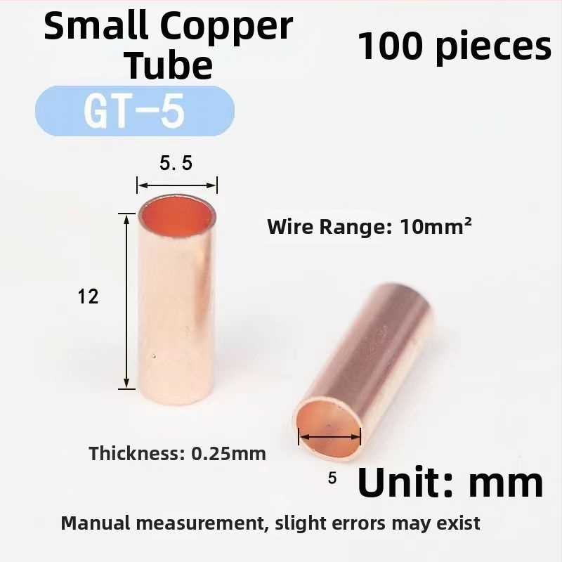 GT plānās sienas vara caurules sērija – mazas vara caurules vadam: gala savienojums, starpposms savienojums, taisa vads, krimp caurule, aukstā presēšana terminālis