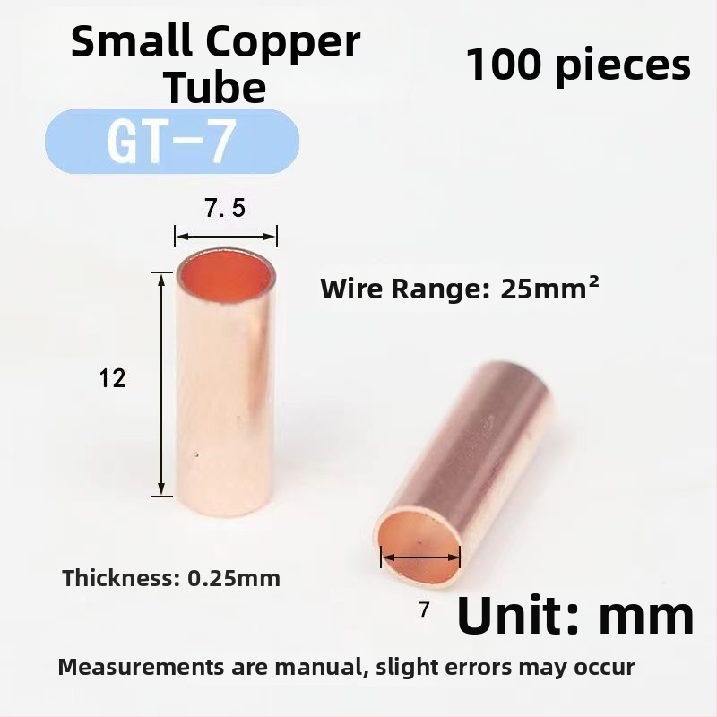 GT plānās sienas vara caurules sērija – mazas vara caurules vadam: gala savienojums, starpposms savienojums, taisa vads, krimp caurule, aukstā presēšana terminālis