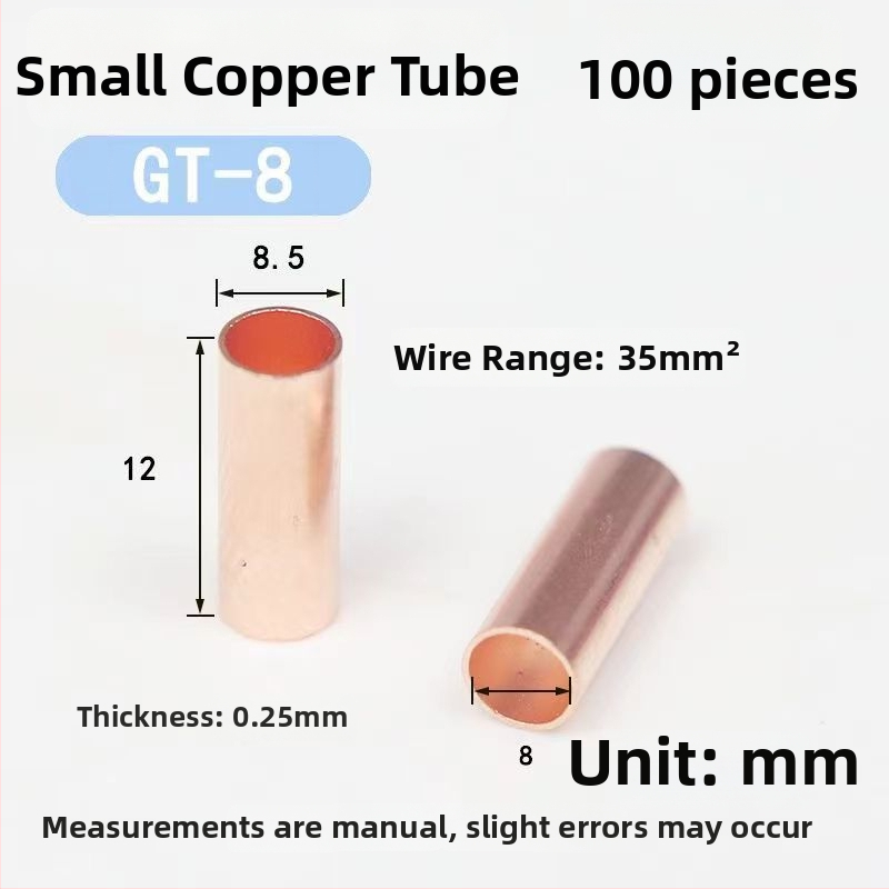 GT plānās sienas vara caurules sērija – mazas vara caurules vadam: gala savienojums, starpposms savienojums, taisa vads, krimp caurule, aukstā presēšana terminālis