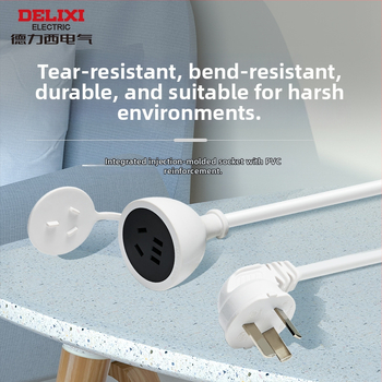 Delixi trijų kištukų maitinimo ilginimo laidas namų naudojimui, 10A, 100–250V AC, 2500W, PC korpusas, kontaktai iš tin-fosforo bronzos