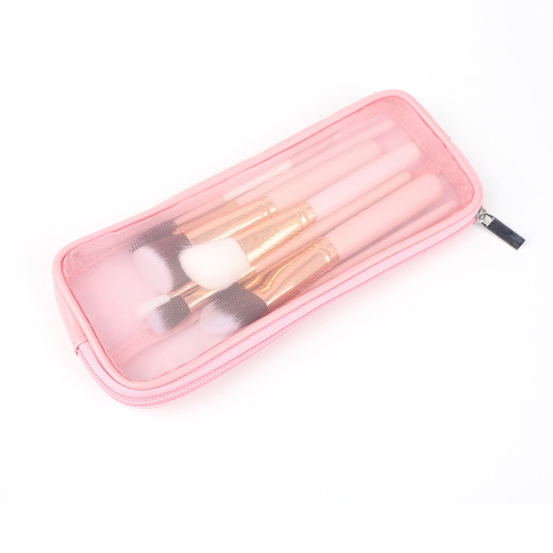 9 darab sminkecset-készlet gofrált nejlon sörtékkel, műanyag nyéllel és PU csomagolással