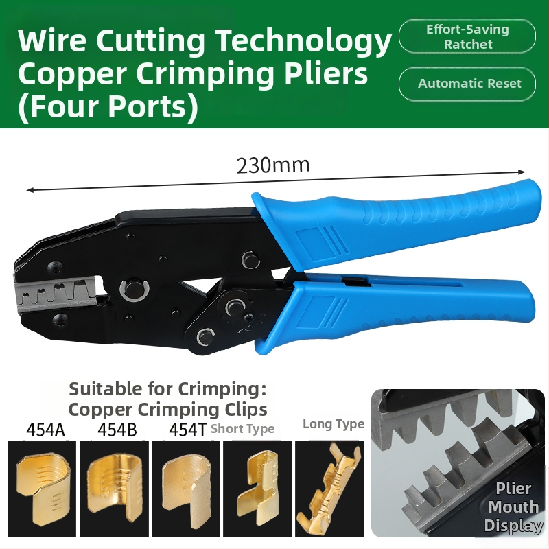 Crimp termināla savienotājs – auksti presēts, vara vads, starpposma butt/paralēlais savienojums, žoga tipa interfeiss (454A/B/C/T)