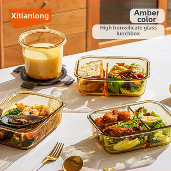 Stiklinė pietų dėžutė (borosilicate, izoliota, mikrobangoms tinkama, 800–1000 ml, kvadratinė)