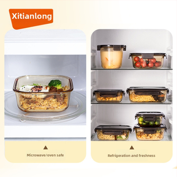 Stiklinė pietų dėžutė (borosilicate, izoliota, mikrobangoms tinkama, 800–1000 ml, kvadratinė)