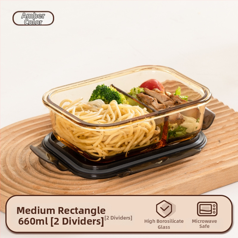 Stiklinė pietų dėžutė (borosilicate, izoliota, mikrobangoms tinkama, 800–1000 ml, kvadratinė)