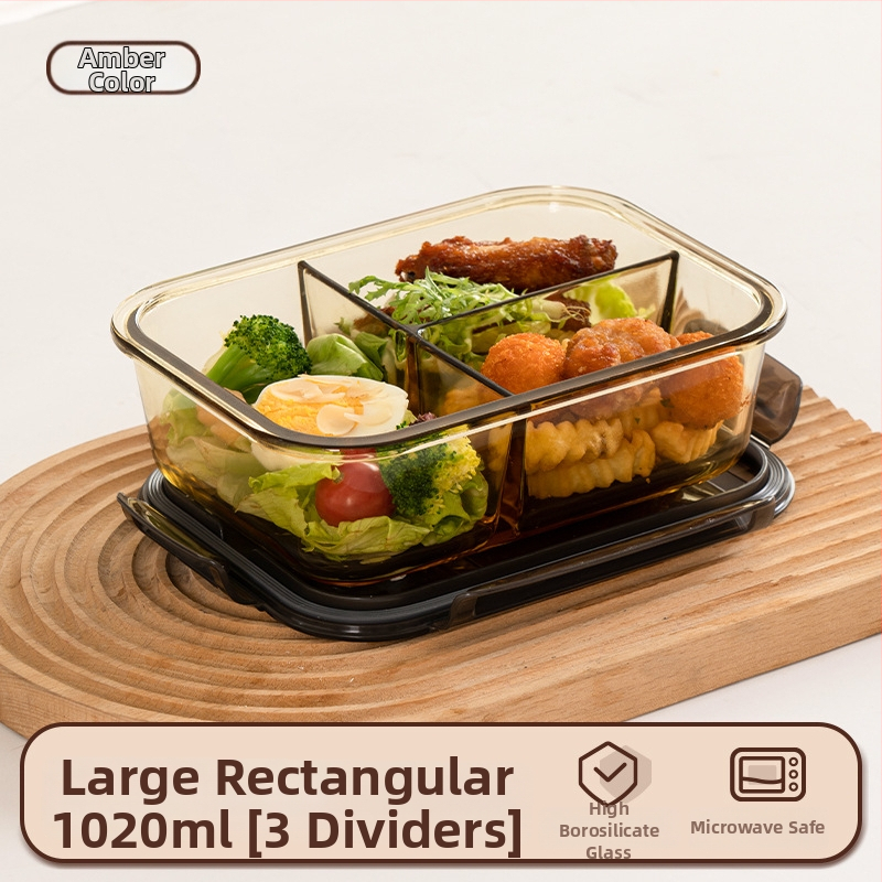 Stiklinė pietų dėžutė (borosilicate, izoliota, mikrobangoms tinkama, 800–1000 ml, kvadratinė)