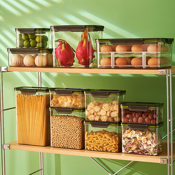 Кутия за съхранение на храна, пластмасова, квадратна форма, без изолация, капацитет 1–4 л, модерен минималистичен стил