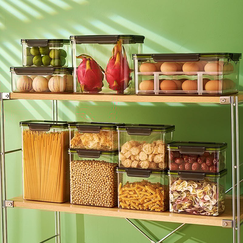 Кутия за съхранение на храна, пластмасова, квадратна форма, без изолация, капацитет 1–4 л, модерен минималистичен стил