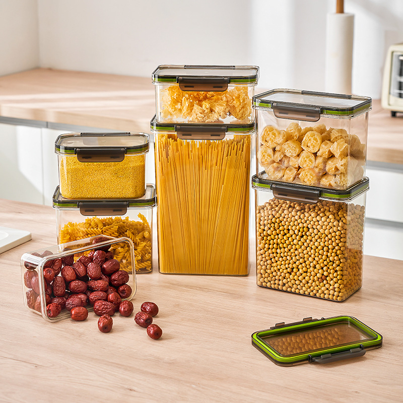 Кутия за съхранение на храна, пластмасова, квадратна форма, без изолация, капацитет 1–4 л, модерен минималистичен стил