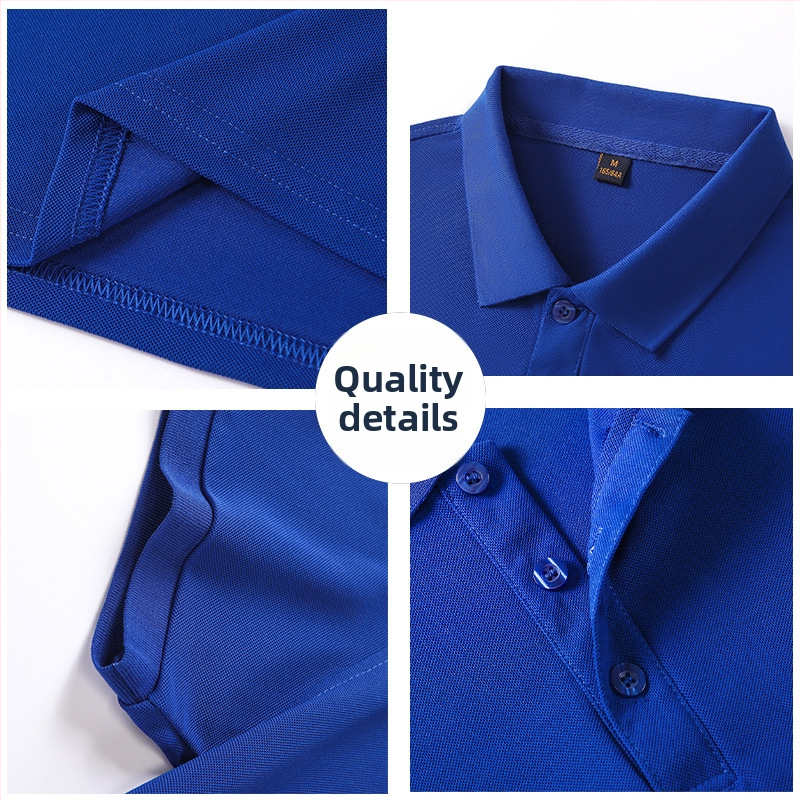 Поло риза за работа с къс ръкав, памук-полиестер смесена тъкан, едноцветна, бродирана украса