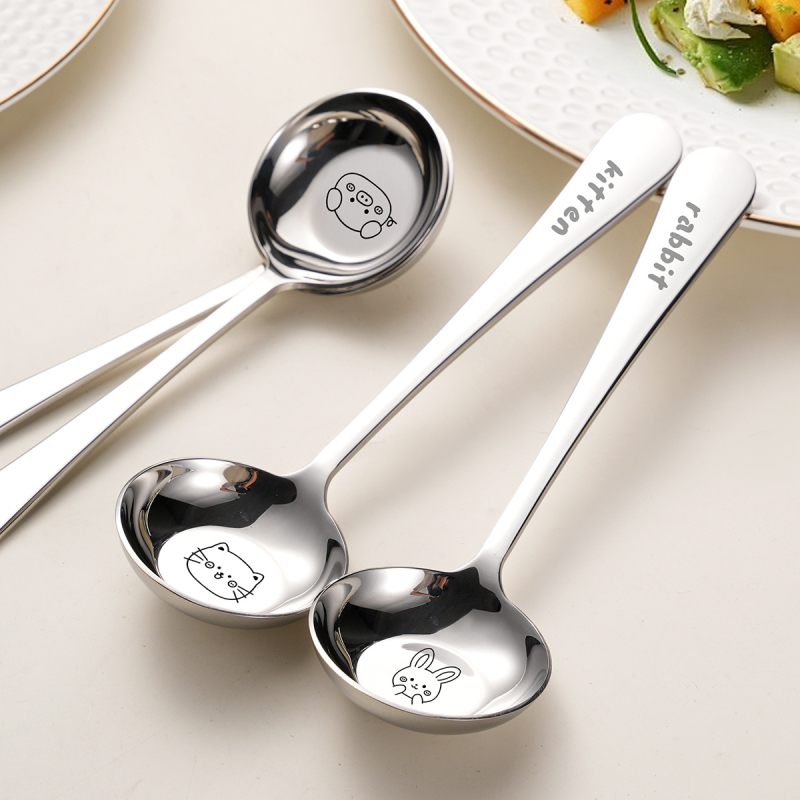 Lyžička - Nerezová oceľ, pre deti, karikatúrny vzor, roztomilý štýl, Baihuichen