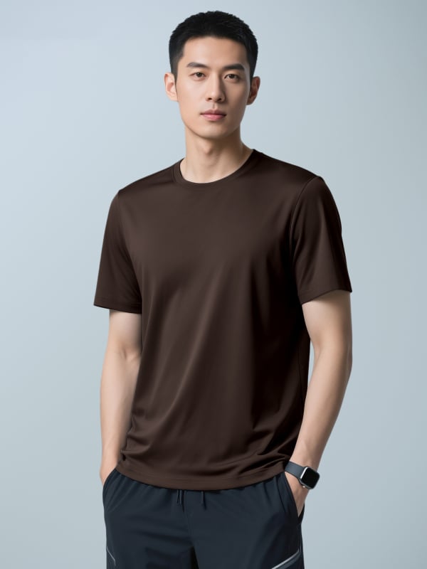 Férfi slim-fit póló, egyszínű, kerek nyakú, rövid ujjú, 47% Modal/47% Pamut/6% Spandex