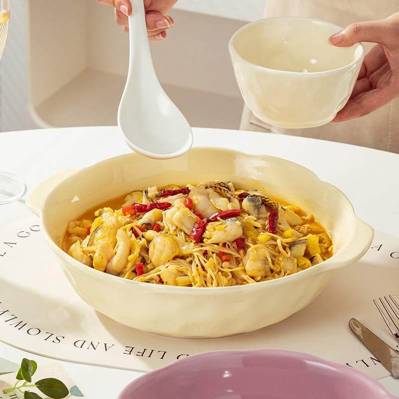Sada keramických lyžíc na polievku, minimalistický štýl, AB-1452, vhodná na polievku a ryžovú kašu
