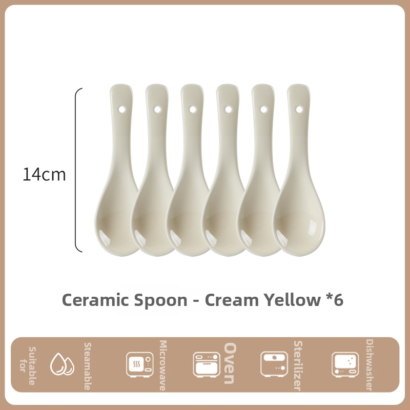 Sada keramických lyžíc na polievku, minimalistický štýl, AB-1452, vhodná na polievku a ryžovú kašu