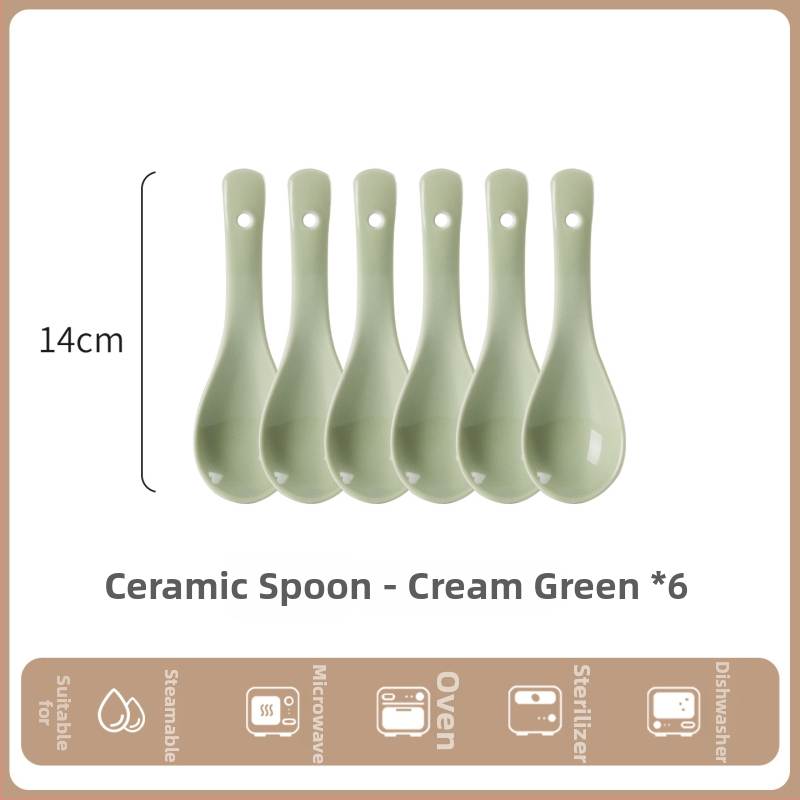 Sada keramických lyžíc na polievku, minimalistický štýl, AB-1452, vhodná na polievku a ryžovú kašu