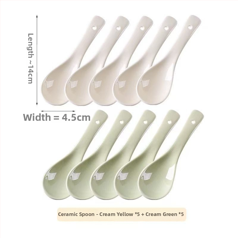 Sada keramických lyžíc na polievku, minimalistický štýl, AB-1452, vhodná na polievku a ryžovú kašu