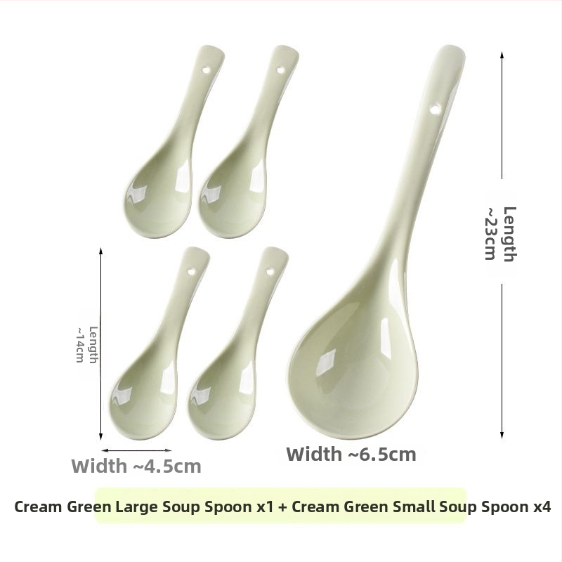 Sada keramických lyžíc na polievku, minimalistický štýl, AB-1452, vhodná na polievku a ryžovú kašu