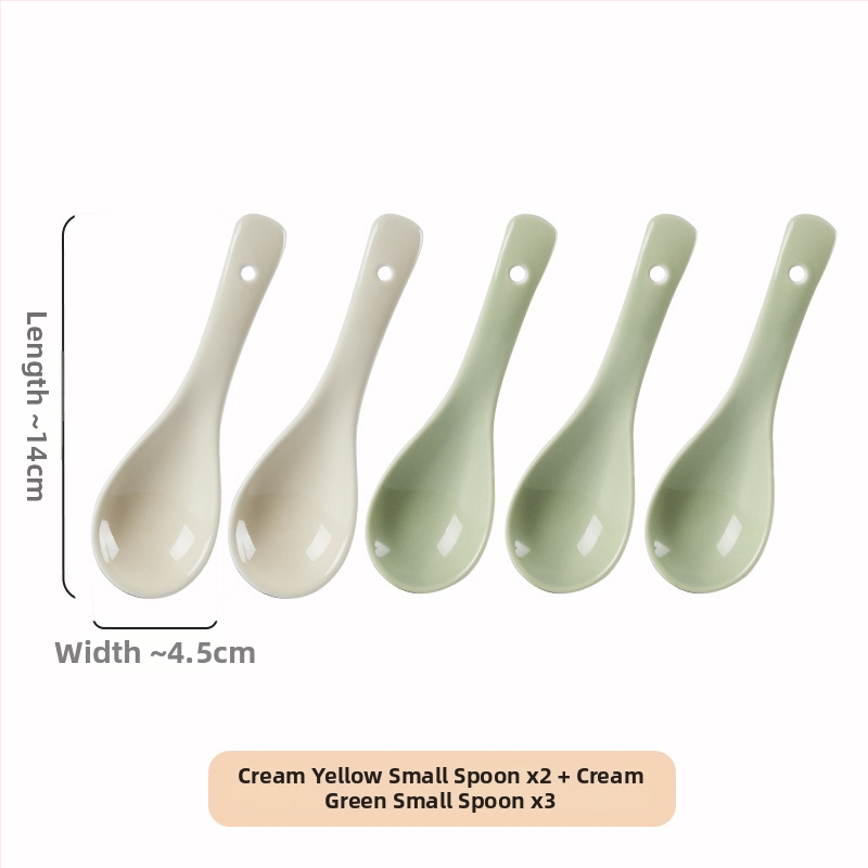 Sada keramických lyžíc na polievku, minimalistický štýl, AB-1452, vhodná na polievku a ryžovú kašu